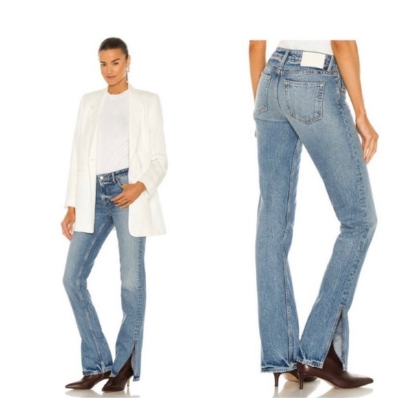 NEW Jeans Grlfrnd Hailey Low Rise Slim Boot Cut Split Leg in Melrose - Picture 3 of 11